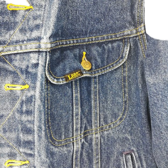 Vintage Lee Denim Trucker Jacket Size 42L Union Made Jean Button Pockets 70s